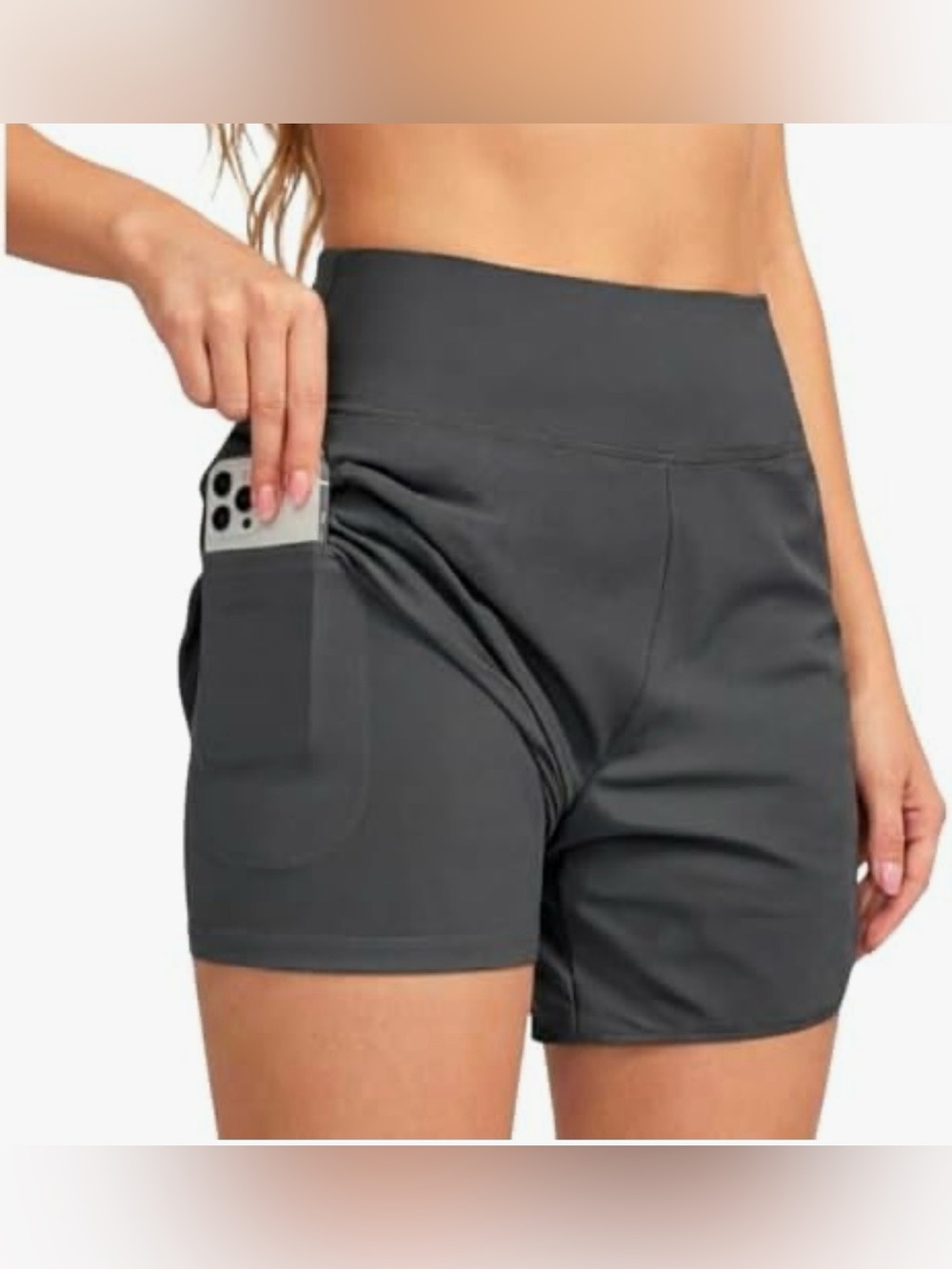 NWOT Hurley Women's Dark Gray High-Waist Bike Shorts with Side Pocket size S
